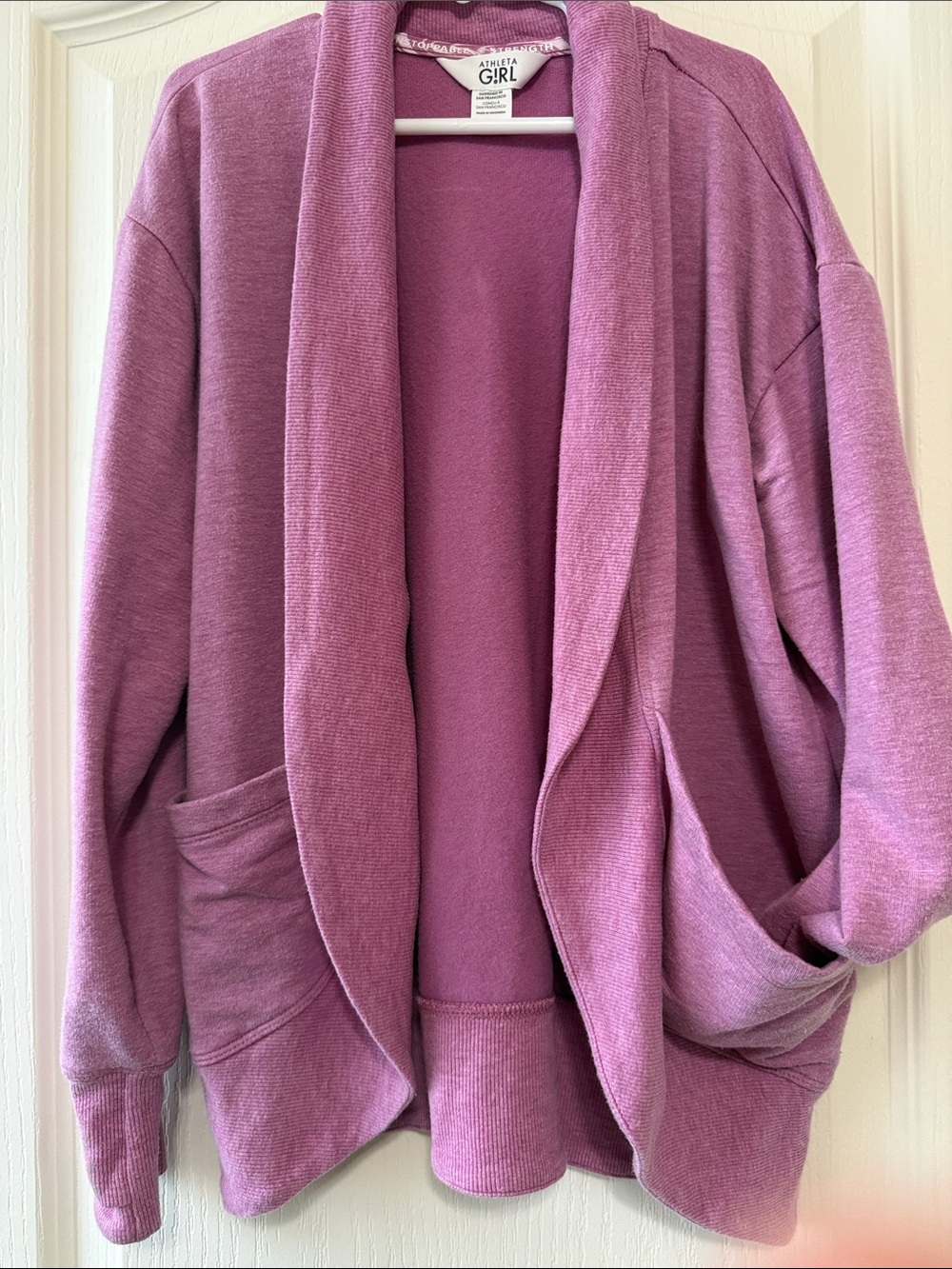 Athleta Girls Dusty Mauve Open-Front Shawl Cardigan Hoodie